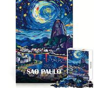 Puzzle da 1000 pezzi con paesaggio notturno di San Paolo, Brasile, ideale per adolescenti Migliora la memoria, favorisce il rilassamento mentale e crea un'atmosfera creativa (38x52cm)