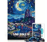Puzzle da 1000 pezzi con paesaggio notturno di San Paolo, Brasile, per adulti, ideale per il tempo libero, con taglio perfetto e un tocco di creatività (38x26cm)