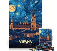 Puzzle da 1000 pezzi con paesaggio notturno di Vienna, Austria, ideale per adolescenti, stimolante per la memoria e il relax, con tagli precisi e un regalo perfetto (50x75cm)