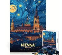 Puzzle da 1000 pezzi con paesaggio notturno di Vienna, Austria, per adulti, stimolante per la mente, facile da usare, incastro preciso, regalo festivo (38x26cm)