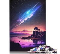 Puzzle da 1000 pezzi con paesaggio notturno e galassia, per adulti, difficoltà elevata, per rafforzare i rapporti tra i membri della famiglia (38x26 cm)