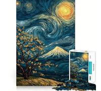 Puzzle da 1000 pezzi con paesaggio notturno stellato e Monte Fuji per ragazzi, gioco di memoria al chiuso, taglio fine, Babbo Natale, scegli 38x26cm