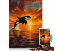 Puzzle da 1000 pezzi con paesaggio oceanico e tramonto sull'orca per adolescenti, gioco che stimola la logica e allevia la tensione, con bordi di qualità, ideale come regalo di Babbo Natale (38x26cm)