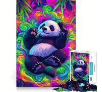 Puzzle da 1000 pezzi con paesaggio onirico colorato a tema panda per adulti, gioco di logica fine, relax, bordi netti, opera d'arte (50x75cm)