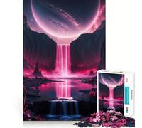 Puzzle da 1000 pezzi con paesaggio planetario e cascata rosa per adolescenti, gioco di logica, semplice e divertente, bordi lisci, regalo elegante (50x75cm)