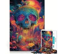Puzzle da 1000 pezzi con paesaggio psichedelico a forma di teschio per adulti, gioco intelligente da comporre insieme, divertente idea regalo stagionale (38x52cm)