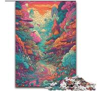 Puzzle da 1000 pezzi con paesaggio psichedelico, regalo per adolescenti, un'offerta impegnativa e difficile da realizzare, ideale come regalo per tutta la famiglia (26x38cm)