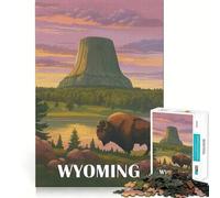 Puzzle da 1000 pezzi con paesaggio retrò del Wyoming,ideale per ragazzi,gioco cognitivo,incastro perfetto,compatto e divertente per tutta la famiglia (50x75cm)