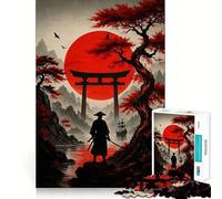 Puzzle da 1000 pezzi con paesaggio samurai, porta Torii e sole, ideale per ragazzi Stimola la memoria, rilassa e diverte Taglio di alta qualità Regalo elegante (38x52cm)
