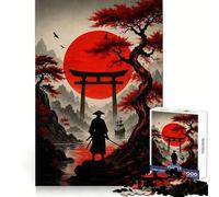 Puzzle da 1000 pezzi con paesaggio samurai, porta Torii e sole, ideale per ragazzi Stimola la memoria, rilassa e diverte Taglio di alta qualità Regalo elegante (38x52cm)