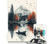 Puzzle da 1000 pezzi con paesaggio sereno di lago, montagna e barca, ideale per ragazzi Gioco stimolante per la mente, hobby tranquillo, taglio preciso, regalo stagionale (50x75cm)