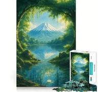 Puzzle da 1000 pezzi con paesaggio sereno di montagna e lago, ideale per adulti, un rompicapo rilassante Immagine da assemblare, perfetto come desiderio di Babbo Natale (38x52cm)
