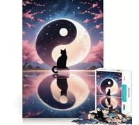 Puzzle da 1000 pezzi con paesaggio sereno e grazioso raffigurante un gatto, ideale per adolescenti Migliora la memoria, favorisce il relax e offre un regalo creativo (38x26cm)