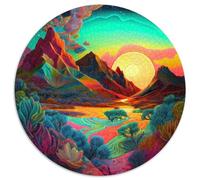 Puzzle da 1000 pezzi con paesaggio sognante e affascinante, in cartone rotondo, per il divertimento in famiglia, perfetto per le vacanze e per serate di gioco interattive (67,5x67,5 cm).