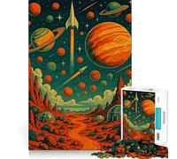 Puzzle da 1000 pezzi con paesaggio spaziale retrò e pianeti, ideale per ragazzi, gioco di logica e abilità, rilassante e divertente, con tagli precisi, regalo perfetto (38x26cm)