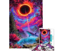 Puzzle da 1000 pezzi con paesaggio surreale a tema squalo ed eclissi ideale per adolescenti e famiglie per divertimentoico e'interazione genitore-figlio perfetto come regalo di compleanno o di Natale