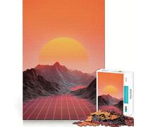 Puzzle da 1000 pezzi con paesaggio synthwave retrò e griglia per adolescenti Gioco di puzzle interattivo e divertente, con tagli netti e oggetti da collezione (38x52cm)