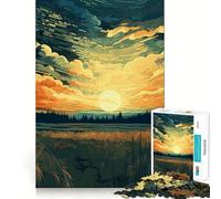Puzzle da 1000 pezzi con paesaggio tranquillo,campo coltivato al tramonto,pezzi ben definiti,gioco per lo sviluppo delle capacità cognitive,divertimento e relax,decorazione natalizia (50x75cm)