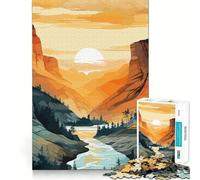 Puzzle da 1000 pezzi con paesaggio tranquillo di canyon e fiume al tramonto Taglio preciso,divertente sfida mentale,gioco per il tempo libero,compleanno,arte e divertimento (38x52cm)