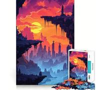 Puzzle da 1000 pezzi con paesaggio urbano al tramonto per ragazzi, giocattolo intelligente per il tempo libero, taglio preciso, regalo stagionale 38x52cm
