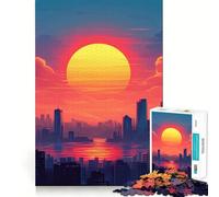 Puzzle da 1000 pezzi con paesaggio urbano al tramonto per ragazzi, giocattolo intelligente per la casa, taglio preciso, regalo premuroso 38x52cm