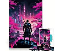 Puzzle da 1000 pezzi con paesaggio urbano cyberpunk samurai per adulti, gioco di abilità mentale, hobby tranquillo, design, assemblaggio, regalo per le vacanze (38x52cm)