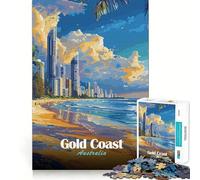 Puzzle da 1000 pezzi con paesaggio urbano della Gold Coast australiana,spiaggia e skyline,gioco di squadra,gioco intelligente,regalo per rilassarsi,decorazione natalizia (50x75cm)