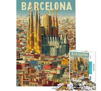Puzzle da 1000 pezzi con paesaggio urbano di Barcellona e Sagrada Familia sfida per l'intelligenza giocattolo avvincente gioco per famiglie adatto alle coppie opera d'arte regalo (dimensioni 50x75cm)