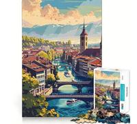 Puzzle da 1000 pezzi con paesaggio urbano di Berna,Svizzera Gioco di precisione e cognitivo,ideale per il tempo libero e come regalo di Natale (38x26cm)