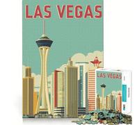 Puzzle da 1000 pezzi con paesaggio urbano di Las Vegas,poster retrò,gioco di precisione,attività cerebrale,divertimento nel tempo libero,regalo di compleanno (50x75cm)