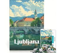 Puzzle da 1000 pezzi con paesaggio urbano di Lubiana Slovenia gioco educativo decorazione perfetta compleanno e Natale 50x75cm