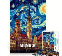 Puzzle da 1000 pezzi con paesaggio urbano di Monaco di Baviera Germania stile Notte Stellata per ragazzi gioco di puzzle che stimola la creatività e il divertimento condiviso decorazione murale