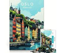 Puzzle da 1000 pezzi con paesaggio urbano di Oslo,taglio preciso,disegno artistico,gioco cognitivo divertente per il tempo libero,scena natalizia (38x52cm)