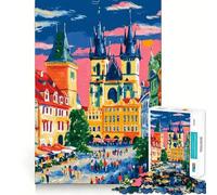 Puzzle da 1000 pezzi con paesaggio urbano di Praga per adulti, gioco stimolante per interni, taglio preciso, regalo perfetto 38x52cm