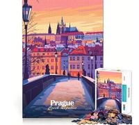 Puzzle da 1000 pezzi con paesaggio urbano di Praga per ragazzi, stimola la memoria, rilassa e migliora la concentrazione Bordo preciso 38x26cm