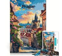 Puzzle da 1000 pezzi con paesaggio urbano di Praga,taglio preciso,gioco stimolante per la mente,rilassante e decorativo per Natale (50x75cm)