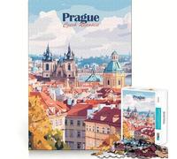 Puzzle da 1000 pezzi con paesaggio urbano di Praga,taglio senza soluzione di continuità,gioco stimolante per la mente,attività rilassante,divertente,regalo di compleanno,hobby (38x26cm)