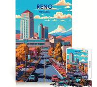 Puzzle da 1000 pezzi con paesaggio urbano di Reno,Nevada,per ragazzi,ideale per l'allenamento,il tempo libero e la fuga dalla realtà,con taglio impeccabile,perfetto come regalo di Natale (50x75cm)