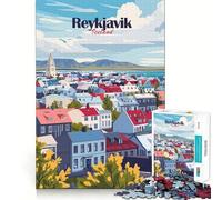 Puzzle da 1000 pezzi con paesaggio urbano di Reykjavik,taglio preciso,disegno artistico,gioco cognitivo divertente per il tempo libero,scena natalizia (50x75cm)