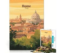 Puzzle da 1000 pezzi con paesaggio urbano di Roma per ragazzi, gioco di logica stimolante, ideale per il tempo in famiglia, con bordi trasparenti e una piacevole sorpresa (38x52cm)