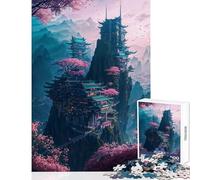 Puzzle da 1000 pezzi con paesaggio urbano di Sakura al neon,giocattoli antistress,ottimo regalo per giochi impossibili,allena il tuo cervello e le tue mani,dimensioni 50x75cm