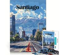 Puzzle da 1000 pezzi con paesaggio urbano di Santiago del Cile, ideale per ragazzi, un gioco di logica e relax, con taglio liscio e decorazione da parete (38x26cm)