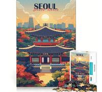 Puzzle da 1000 pezzi con paesaggio urbano di Seoul e tempio, ideale per ragazzi, gioco di logica, gioco di gruppo, taglio di precisione, regalo premuroso (38x26cm)