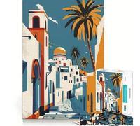 Puzzle da 1000 pezzi con paesaggio urbano di Tunisi, taglio premium, gioco per lo sviluppo della mente, divertimento e pace, regalo di compleanno (38x52cm)