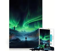 Puzzle da 1000 pezzi con paesaggio urbano e luci del nord per adolescenti, gioco di logica e abilità, tempo sereno, taglio preciso, (38x52cm)