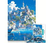 Puzzle da 1000 pezzi con paesaggio urbano e pesca in stile anime,ideale per adulti Gioco di sfida mentale,taglio preciso,allineamento perfetto,divertimento serale in famiglia (50x75cm)