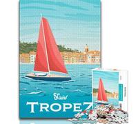 Puzzle da 1000 pezzi con paesaggio urbano e spiaggia in Francia, regalo per adolescenti, aiuta il cervello ad allenarsi, giocattoli avvincenti per coltivare la pazienza, ottimo regalo, 38x26cm