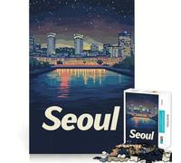 Puzzle da 1000 pezzi con paesaggio urbano notturno di Seoul per adolescenti, ideale per migliorare la memoria, rilassarsi e creare un'atmosfera magica (50x75cm)