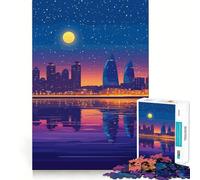 Puzzle da 1000 pezzi con paesaggio urbano notturno e riflessi,gioco di incastro fine,divertente e stimolante per la risoluzione di problemi,ideale per momenti di relax,decorazione natalizia e regalo