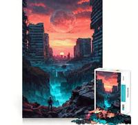 Puzzle da 1000 pezzi con paesaggio urbano post-apocalittico per adolescenti, gioco stimolante per la mente, hobby tranquillo, taglio preciso, regalo stagionale (50x75cm)